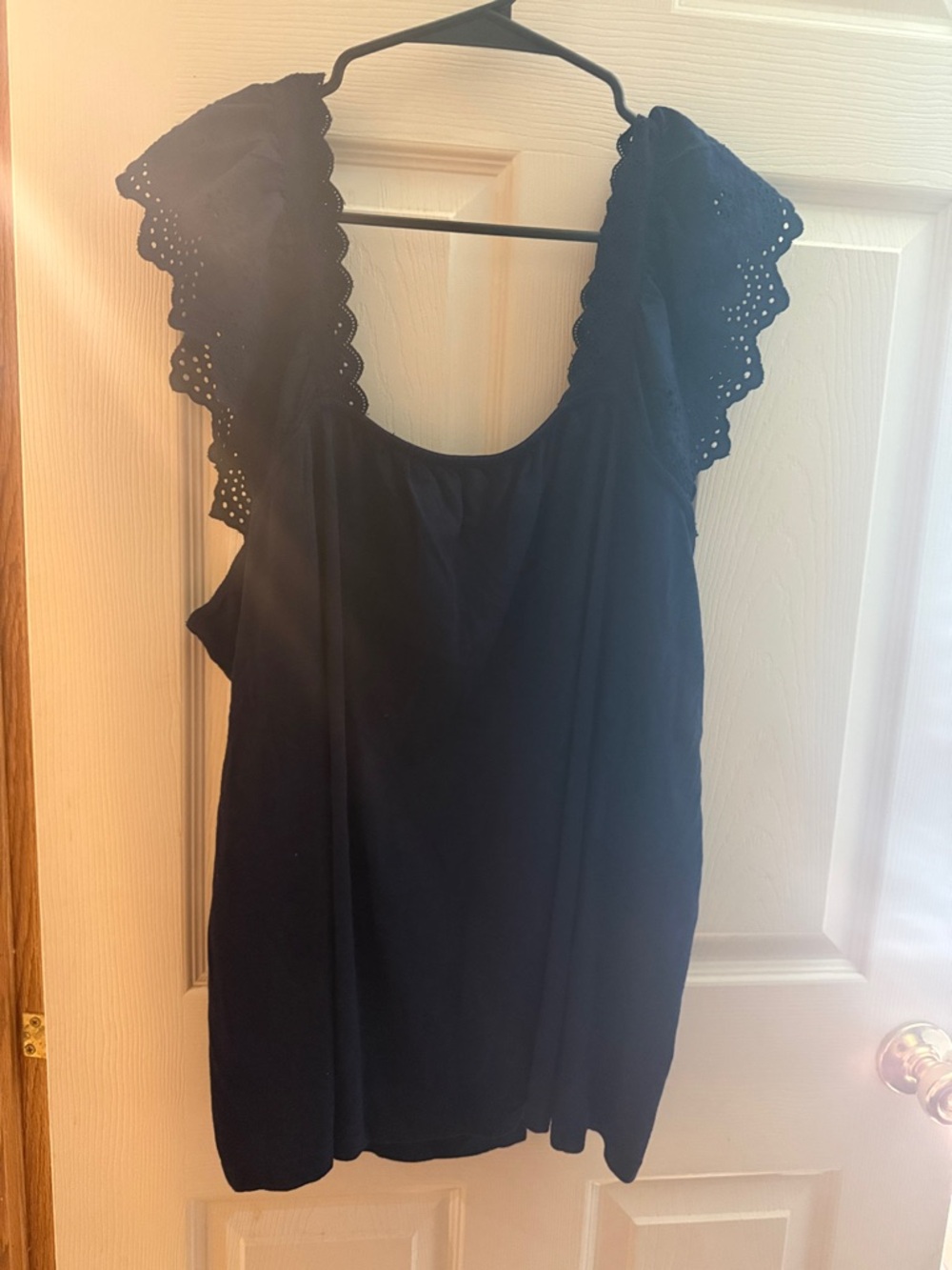 crown & ivy Navy Eyelet Sleeve Tank